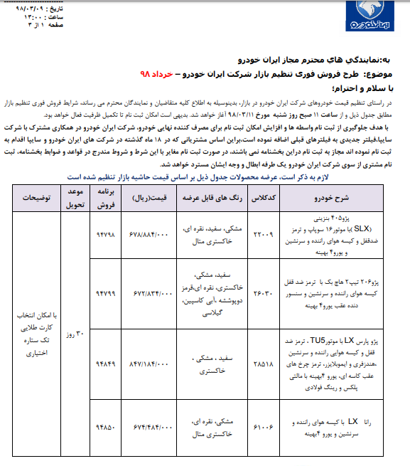 فروش فوری ۴ محصول ایران&zwnj;خودرو از امروز