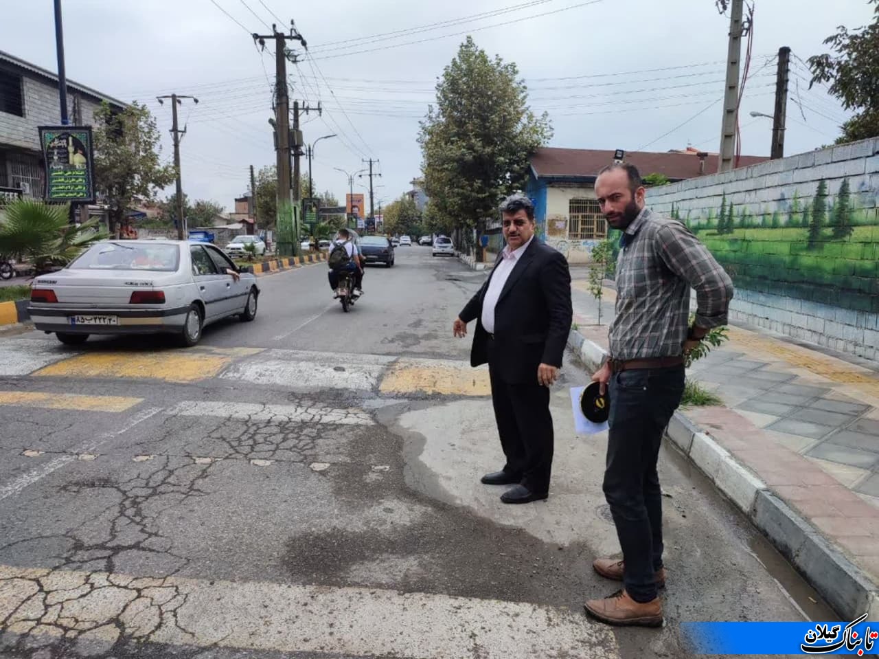 بازدید میدانی دکتر مهدی پور شهردار کومله و سرهنگ رستمی رئیس پلیس راهور شهرستان لنگرود